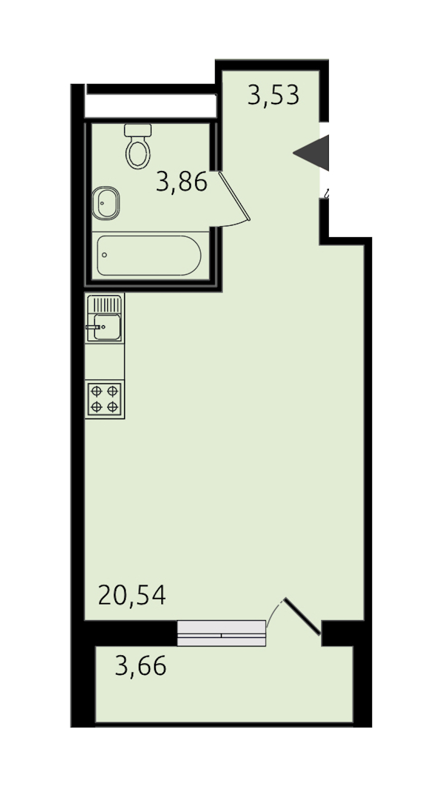 Квартира студия 27.93 м², 8/19 эт., ЖК «Новые горизонты 2»